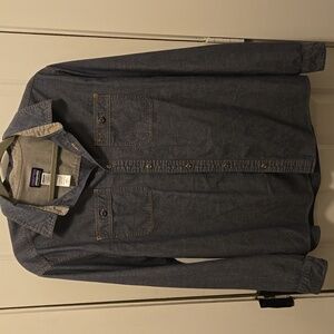 Patagonia Shirt Mens L Blue Long Slv Button Chambray Denim Jean Organic Cotton